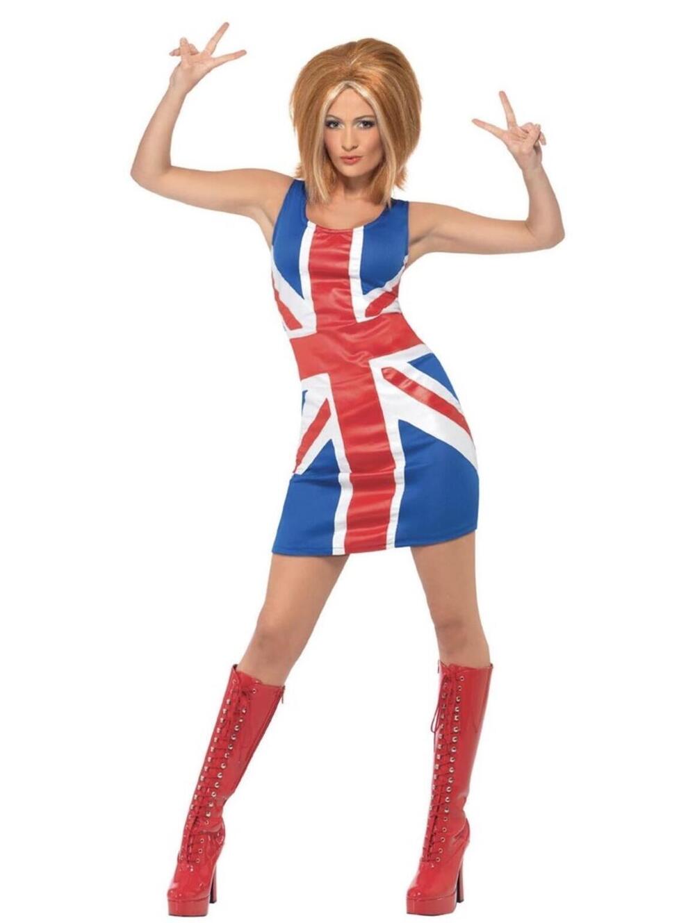 Smiffys Union Jack Sleeveless Bodycon Mini Dress Costume Halloween S Dress Only